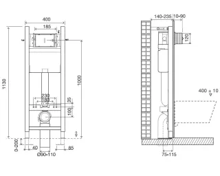 Инсталляция Jacob Delafon E21770RU-00 с безободковым унитазом Vox сиденье тонкое микролифт клавиша смыва хром